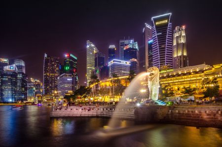 Singapore's city skyline at Singapore River